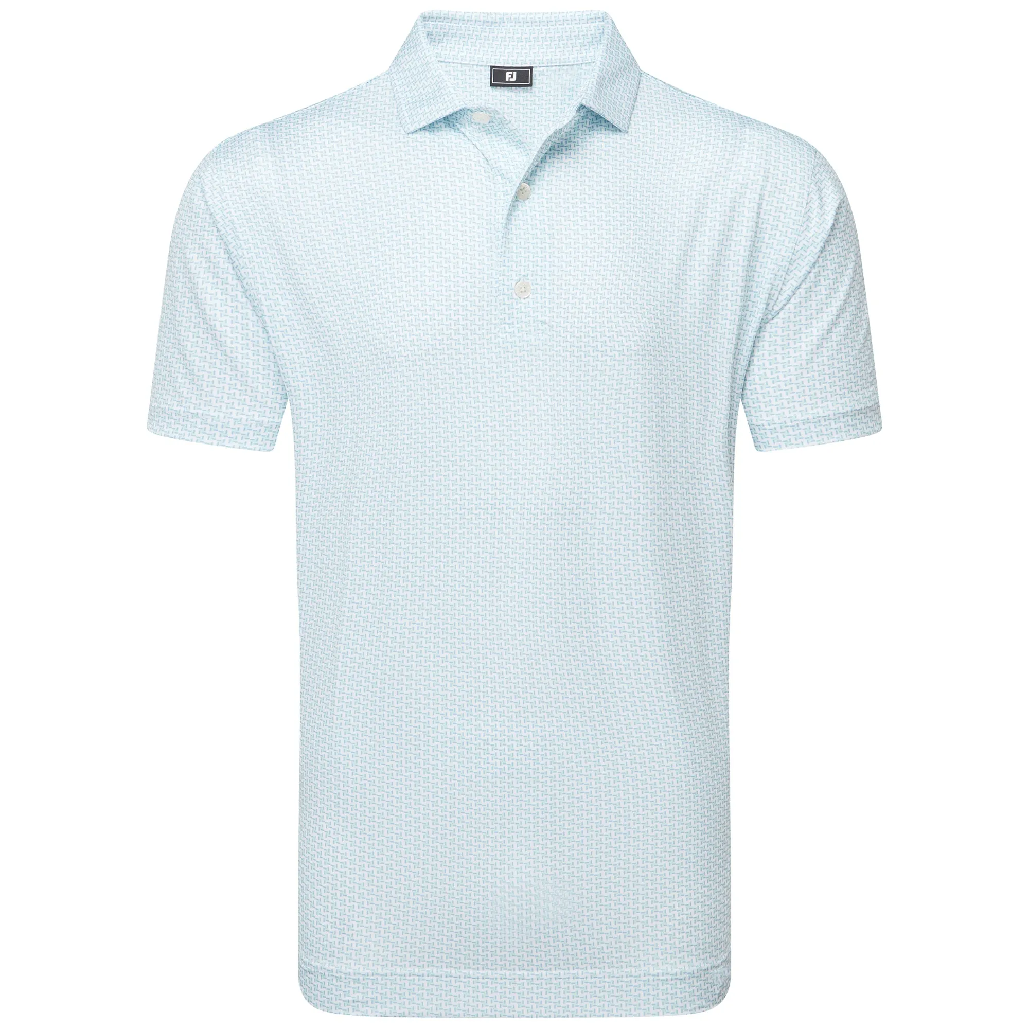 Footjoy Houndstooth Geo Lisle Polo Shirt - White/Blue Walk with Power