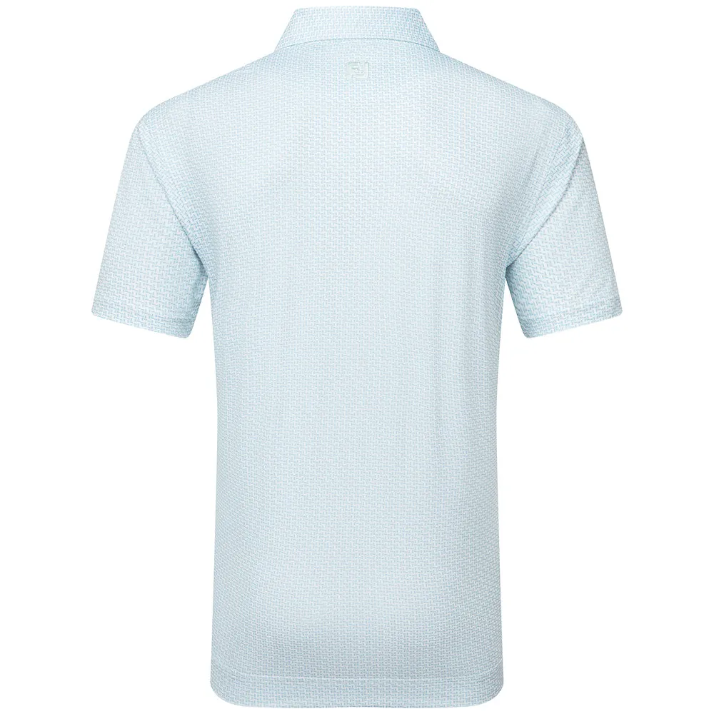 Footjoy Houndstooth Geo Lisle Polo Shirt - White/Blue Flash Sale Bring the Heat