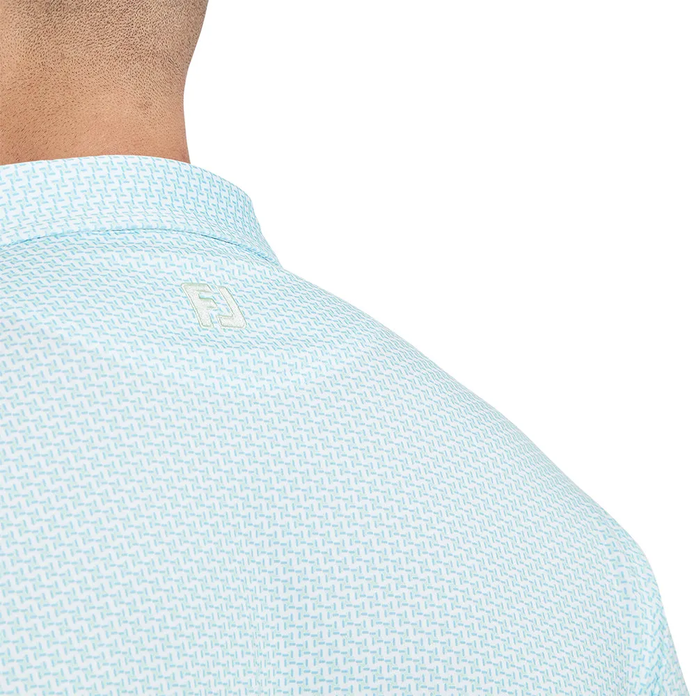 Move Beyond Ordinary Footjoy Houndstooth Geo Lisle Polo Shirt - White/Blue