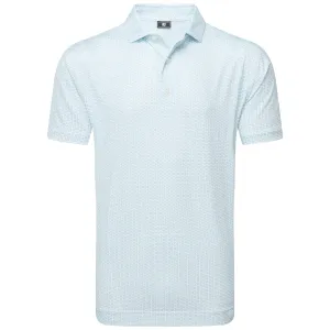 Footjoy Houndstooth Geo Lisle Polo Shirt - White/Blue Walk with Power