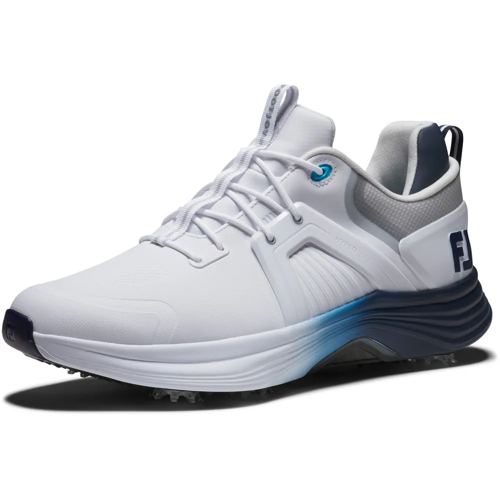 Footjoy Hyperflex Carbon Spiked Waterproof Shoes - White/Navy/Blue Built to Move You