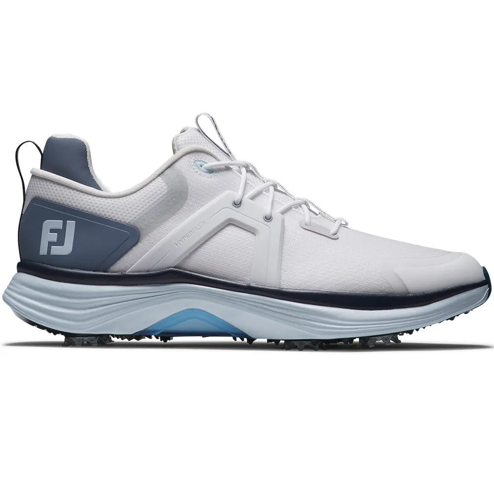 Footjoy Hyperflex Spiked Waterproof Shoes - White/Slate/Blue Walk with Power Sweetest Day Sale