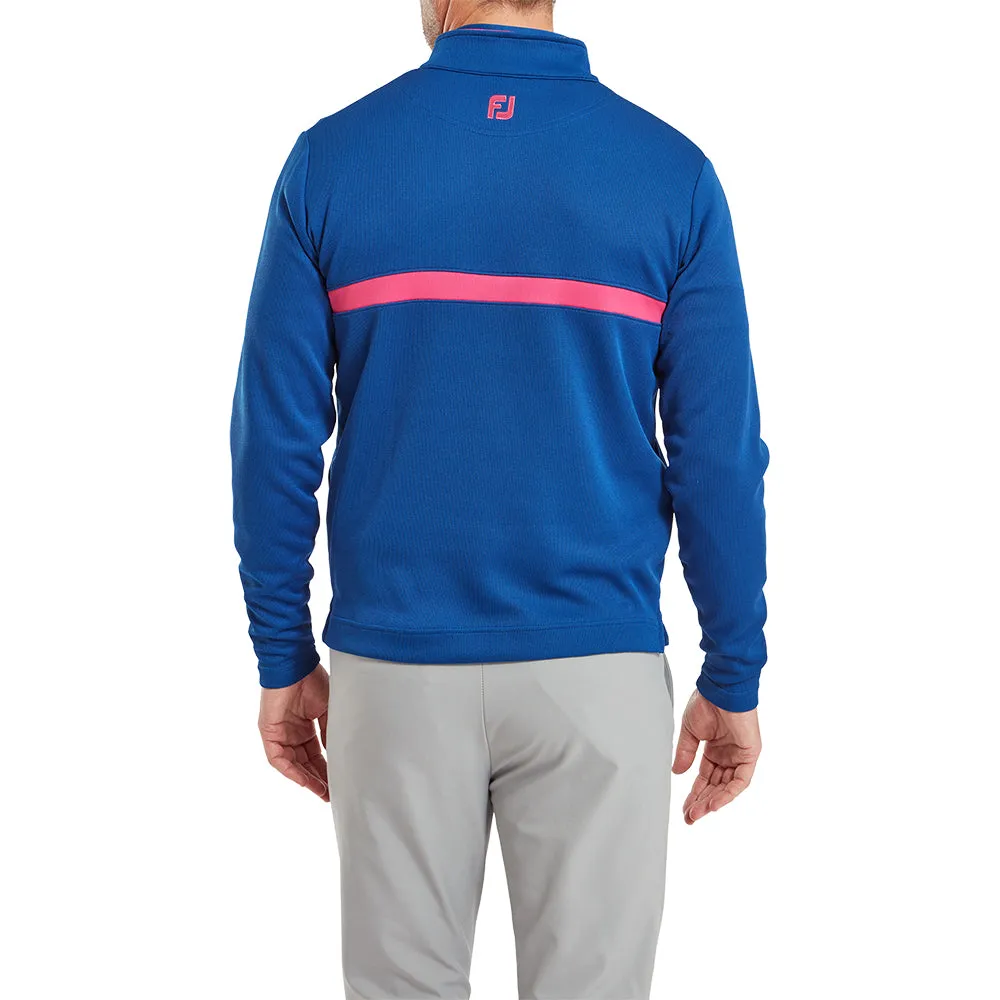 The Fast Lane Choice Stride with Confidence Footjoy Inset Stripe Chillout Pullover - Deep Blue/Berry