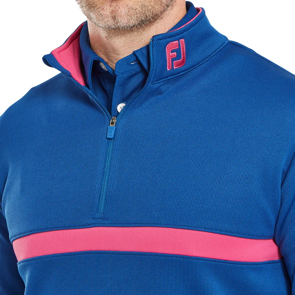 Walk with Power Footjoy Inset Stripe Chillout Pullover - Deep Blue/Berry