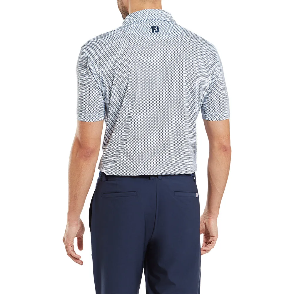 Footjoy Irongate Print Lisle Polo Shirt - White/Navy Exclusive Deal Gear Up and Go