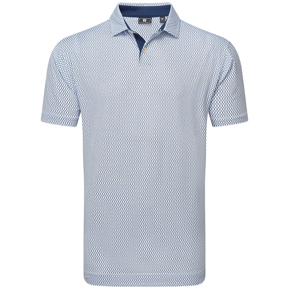 Footjoy Irongate Print Lisle Polo Shirt - White/Navy Empower Your Journey