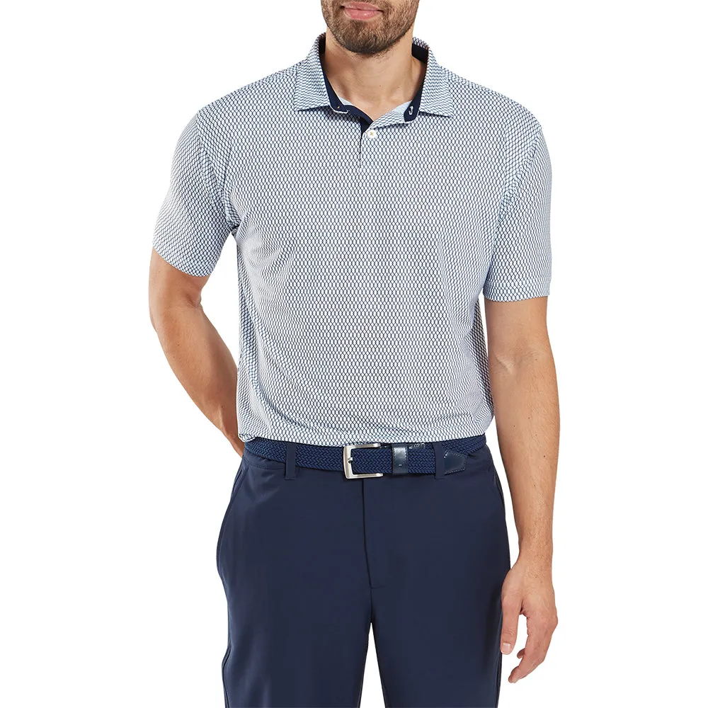 Cyber Monday Sale Mother's Day Sale Footjoy Irongate Print Lisle Polo Shirt - White/Navy