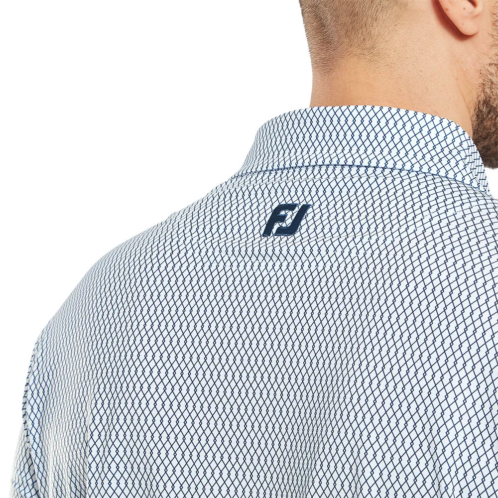 Footjoy Irongate Print Lisle Polo Shirt - White/Navy Hit Your Next Level Born to Stand Out