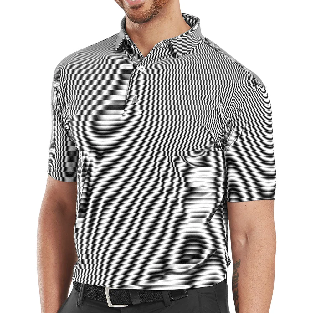 Engineered for Speed Footjoy Micro Feeder Stripe Lisle Polo Shirt - Black/Grey