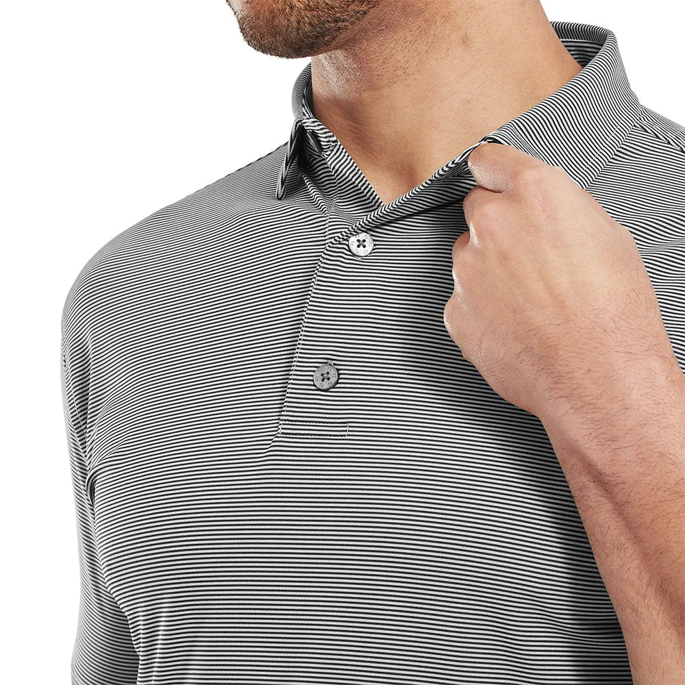 Thanksgiving Day Sale Dare to Lead Footjoy Micro Feeder Stripe Lisle Polo Shirt - Black/Grey