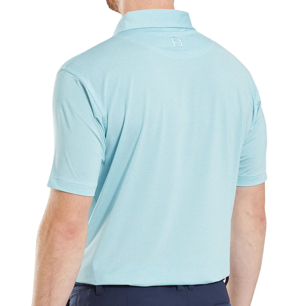Footjoy Micro Feeder Stripe Lisle Polo Shirt - Light Blue/White Valentine's Day Sale