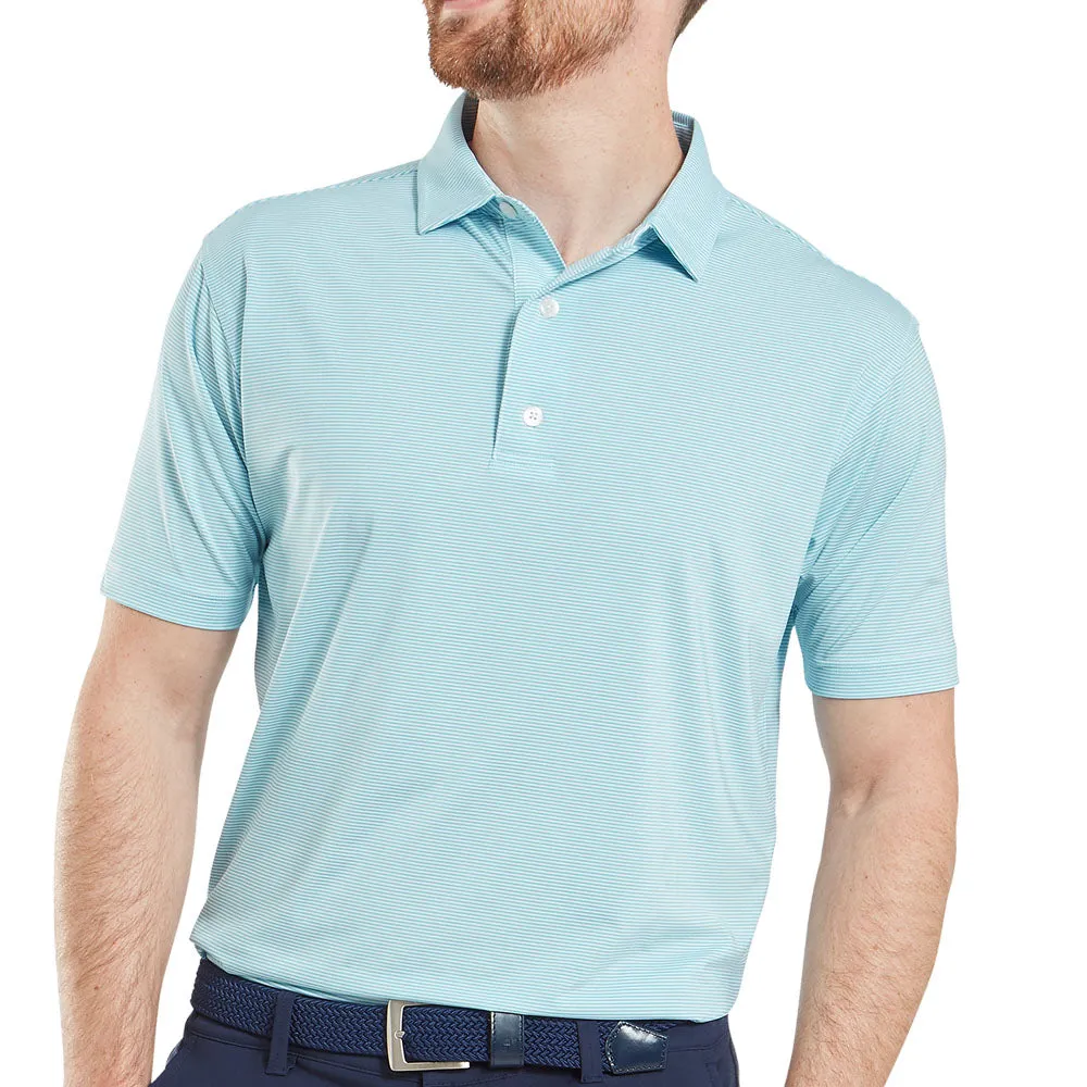 Footjoy Micro Feeder Stripe Lisle Polo Shirt - Light Blue/White Built to Perform No Limits, Just Style