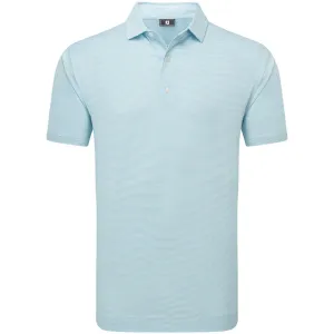 Footjoy Micro Feeder Stripe Lisle Polo Shirt - Light Blue/White Valentine's Day Sale