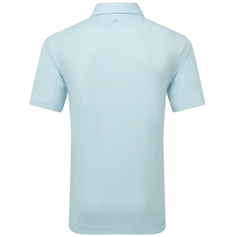 Cyber Monday Sale Footjoy Micro Feeder Stripe Lisle Polo Shirt - Light Blue/White
