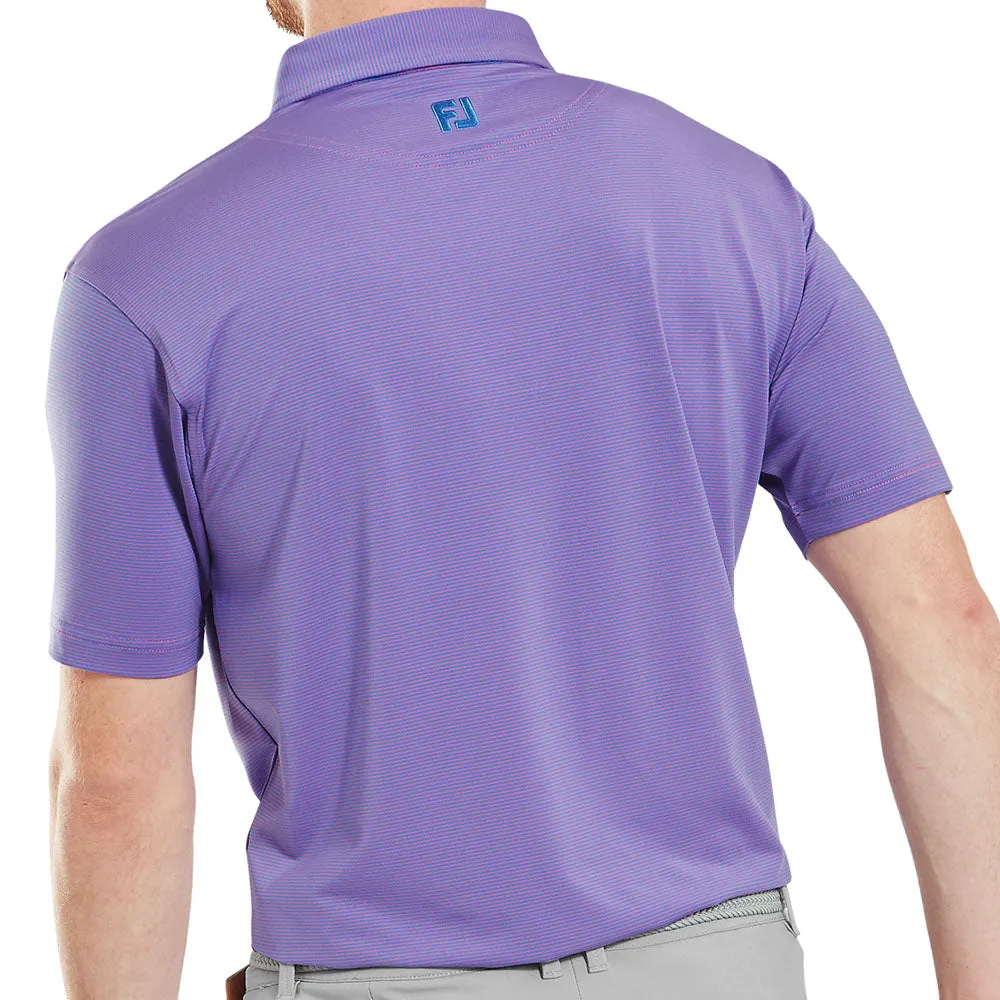 Independence Day Sale Footjoy Micro Feeder Stripe Lisle Polo Shirt - Marine/Pink