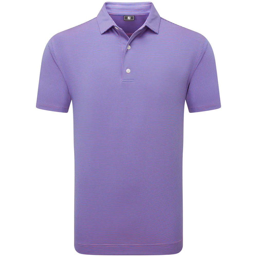Footjoy Micro Feeder Stripe Lisle Polo Shirt - Marine/Pink Own the Moment Step Out Boldly