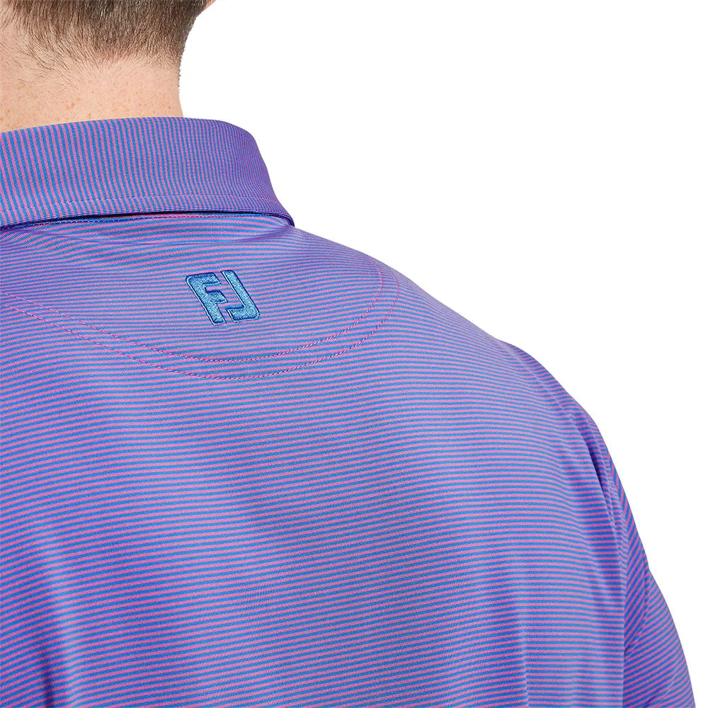 Confidence Starts Here Stay in Motion Footjoy Micro Feeder Stripe Lisle Polo Shirt - Marine/Pink