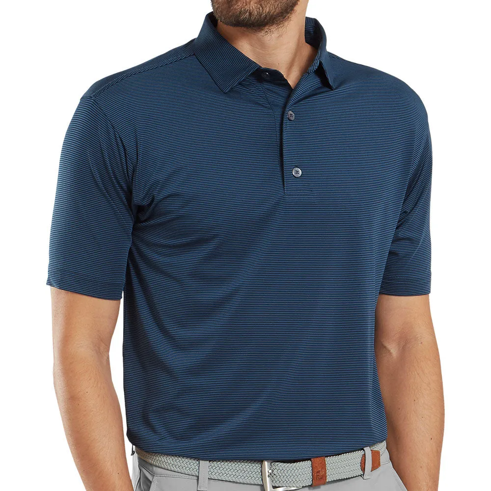 Footjoy Micro Feeder Stripe Lisle Polo Shirt - Navy Tonal Black Friday Exclusive