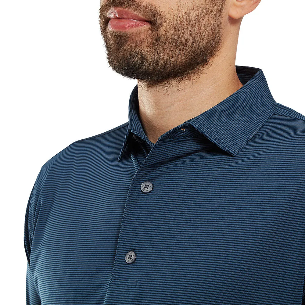 Footjoy Micro Feeder Stripe Lisle Polo Shirt - Navy Tonal Sweetest Day Sale