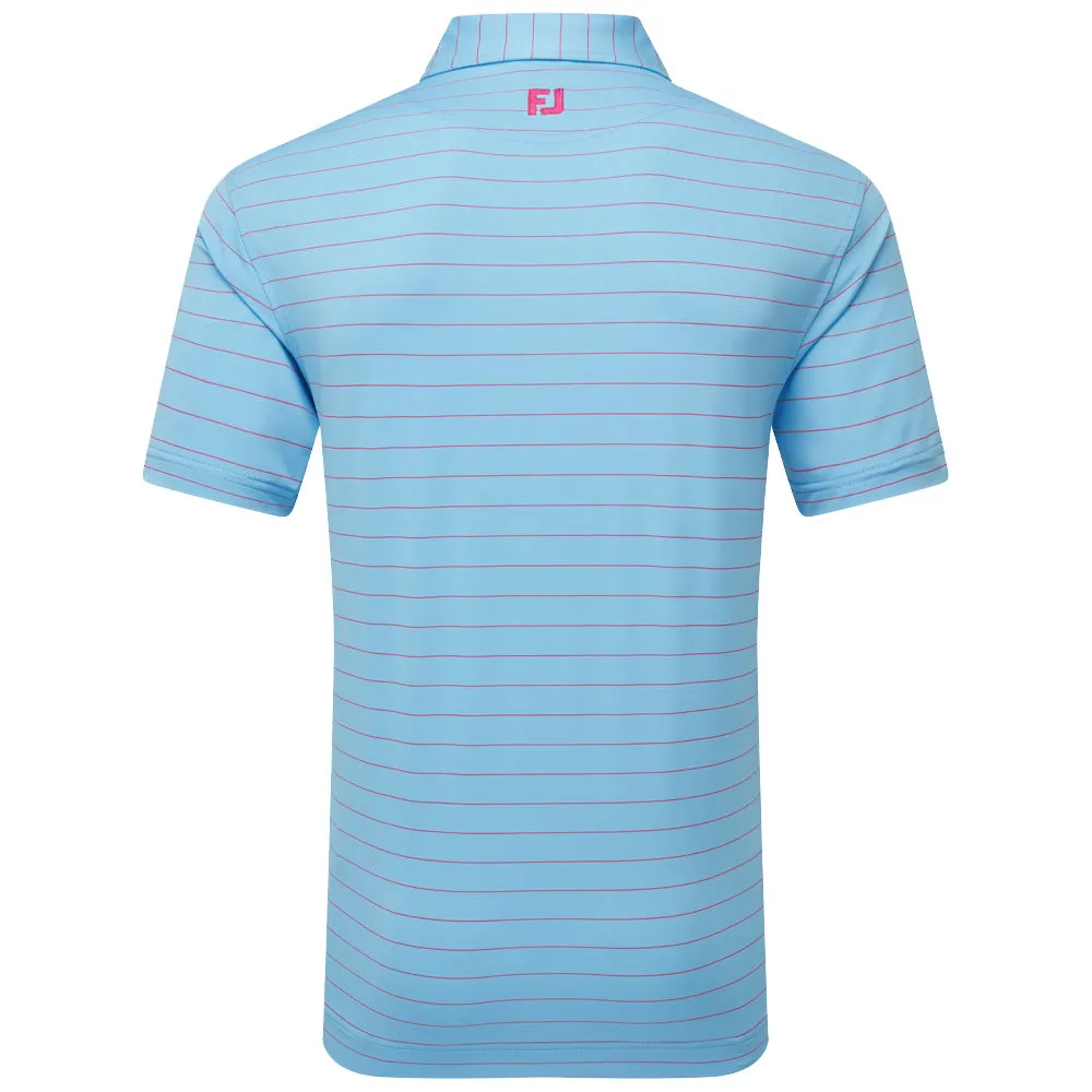 Black Friday Deal Step Into Strength Footjoy Open Pinstripe Lisle Polo Shirt - Air Blue/Magenta