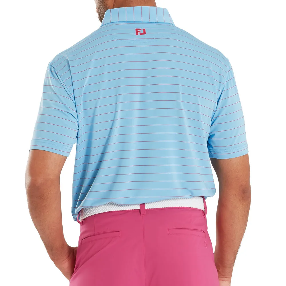 Black Friday Sale President's Day Sale Footjoy Open Pinstripe Lisle Polo Shirt - Air Blue/Magenta