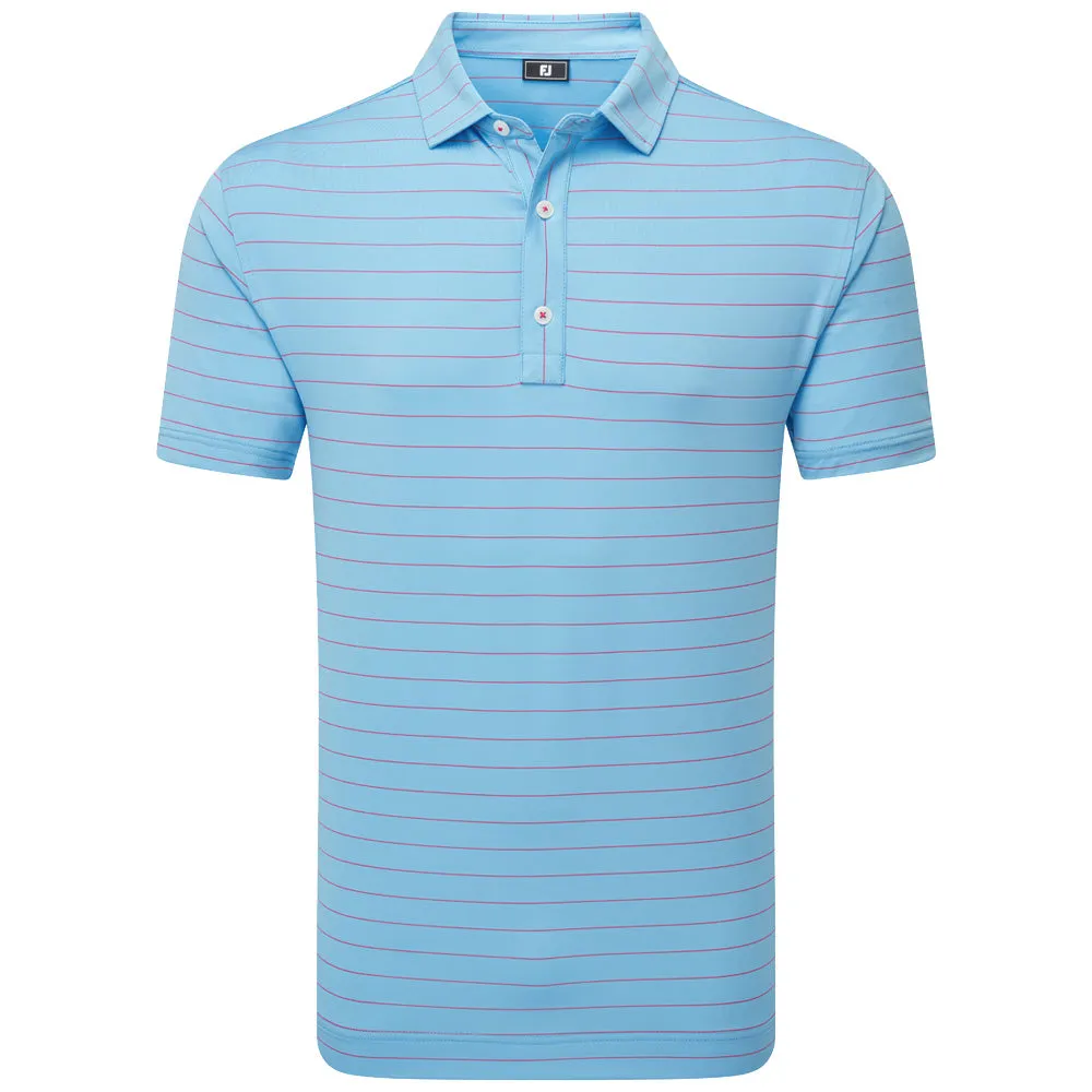 Footjoy Open Pinstripe Lisle Polo Shirt - Air Blue/Magenta All Saints' Day Sale