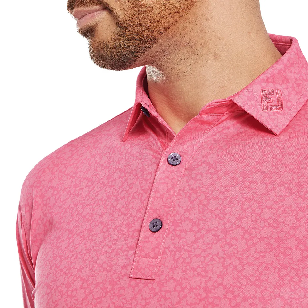 Footjoy Painted Floral Lisle Polo Shirt - Pink Lemonade Clearance Sale Flash Sale