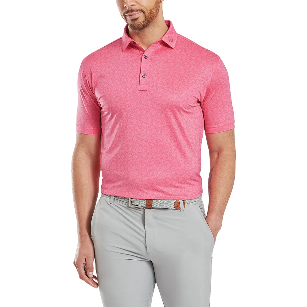 Footjoy Painted Floral Lisle Polo Shirt - Pink Lemonade New Year's Eve Sale