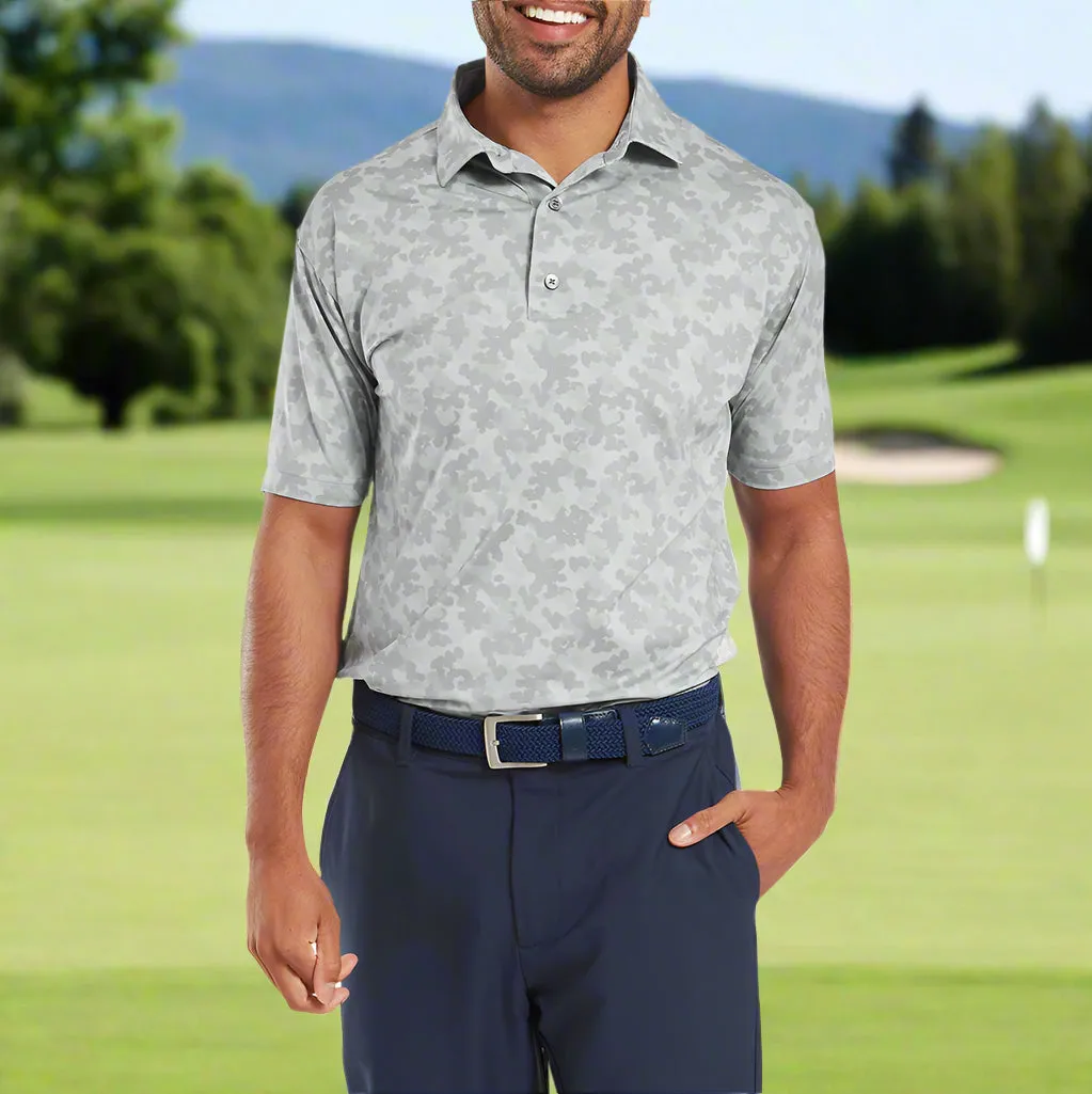 Empower Your Journey All Eyes on You Footjoy Pop Camo Lisle Polo Shirt - Grey