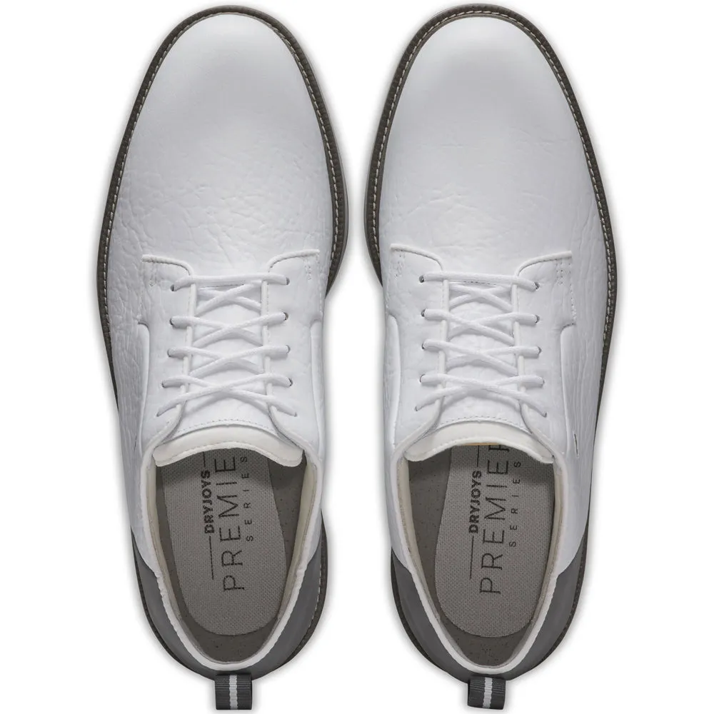 Designed to Dominate Made to Move Footjoy Premiere Field Lx Spiked Waterproof Shoes - White/Dk.Grey/Grey