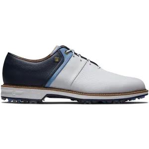 Step Into Strength Footjoy Premiere Series Packard Spiked Waterproof Shoes - White/Blue/Navy