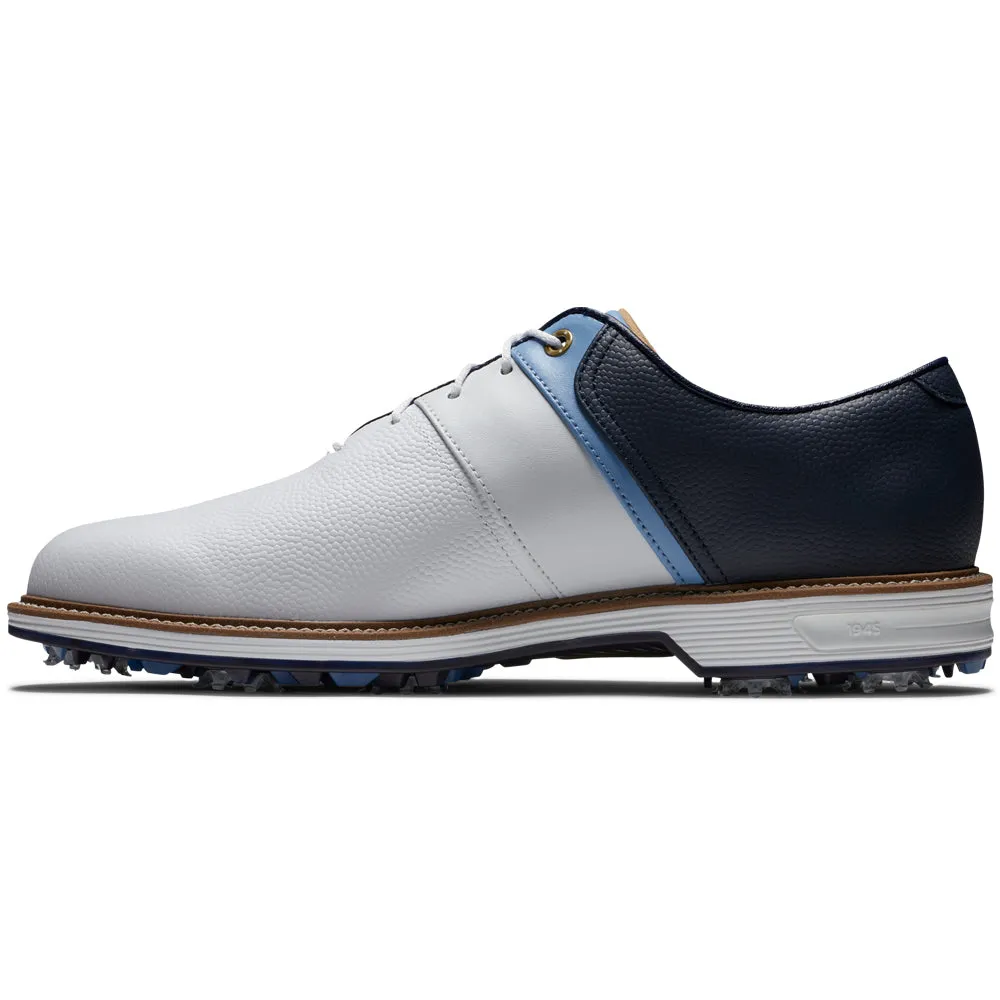 Footjoy Premiere Series Packard Spiked Waterproof Shoes - White/Blue/Navy Move Like You Mean It
