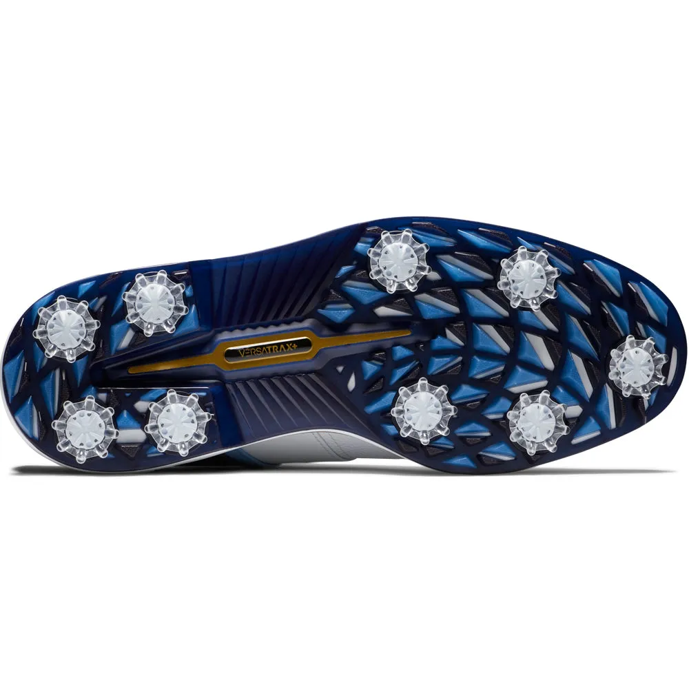 Footjoy Premiere Series Packard Spiked Waterproof Shoes - White/Blue/Navy Deal Of The Century Big Savings