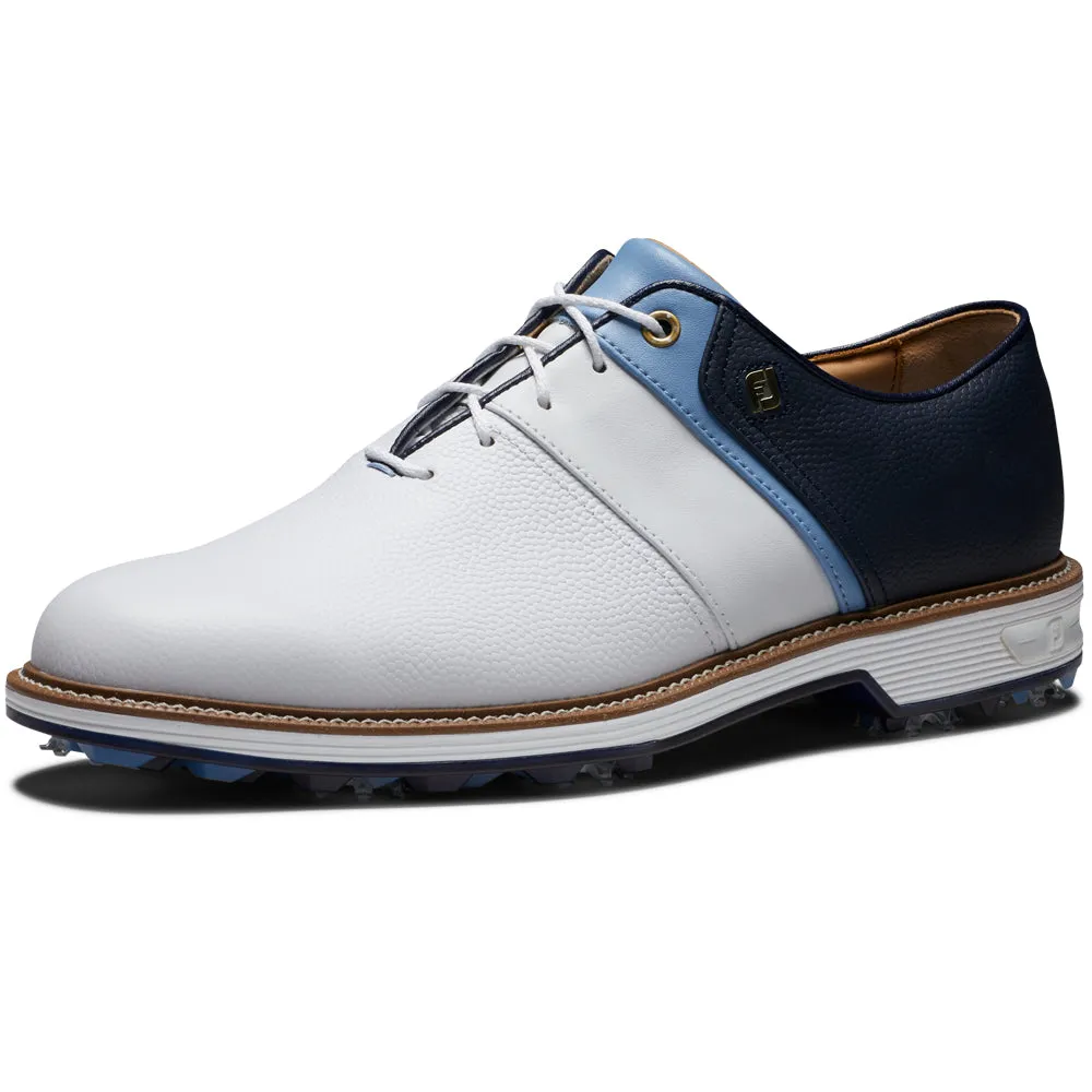 Footjoy Premiere Series Packard Spiked Waterproof Shoes - White/Blue/Navy Big Savings Command Attention