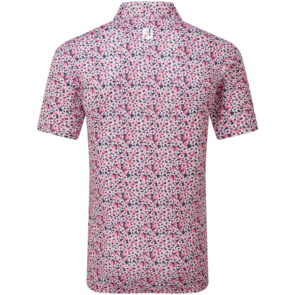 Footjoy Primrose Print Lisle Polo Shirt - Coral Red Built to Move You
