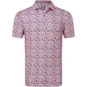 Footjoy Primrose Print Lisle Polo Shirt - Coral Red Black Friday Deal Walk with Purpose