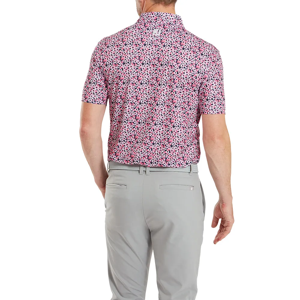 Loud Looks, Smooth Moves Footjoy Primrose Print Lisle Polo Shirt - Coral Red