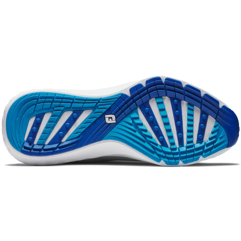 Stride with Confidence Command Attention Footjoy Quantum Spikeless Waterproof Shoes - Grey/White/Blue