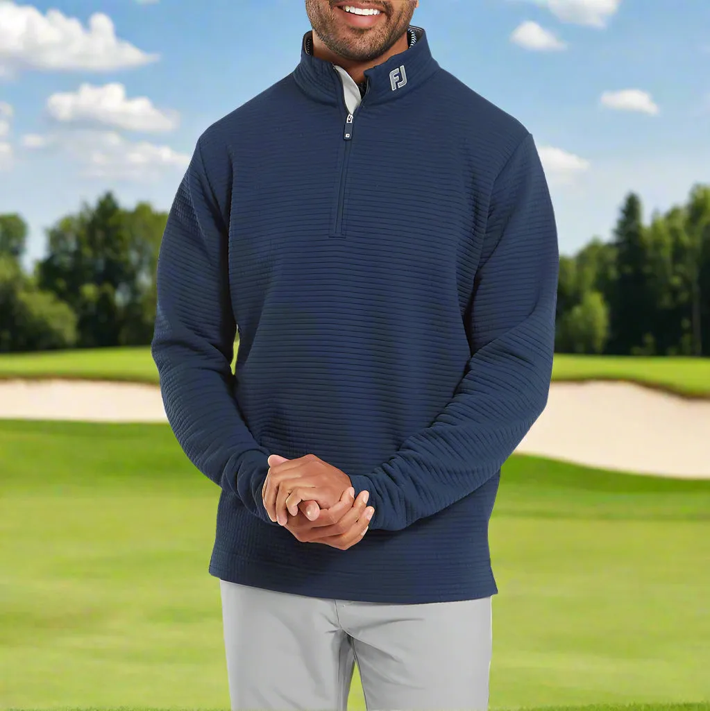 Footjoy Quilt Texture Chill-Out Pullover - Navy Christmas Day Sale