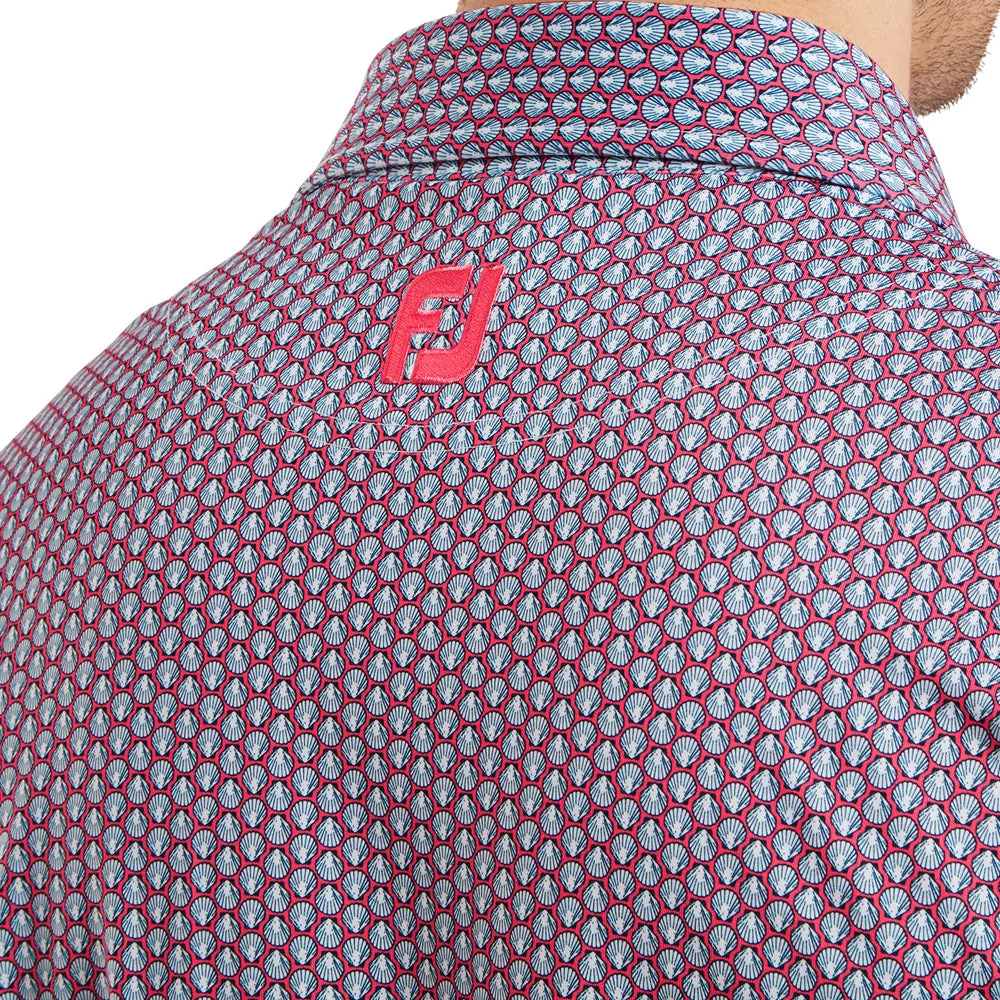 Step Into Strength Footjoy Scallop Shell Foulard Polo Shirt - Coral Red