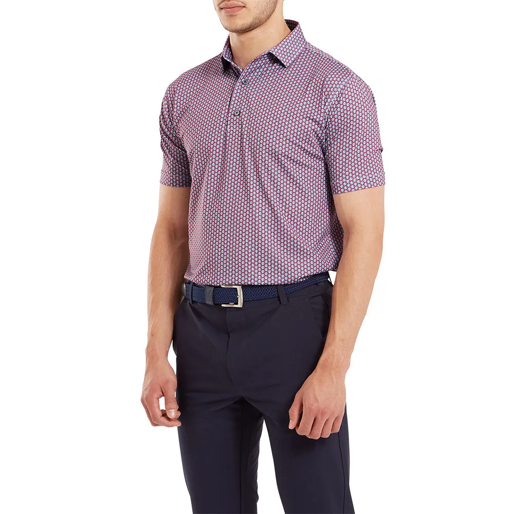 Footjoy Scallop Shell Foulard Polo Shirt - Coral Red Command Attention