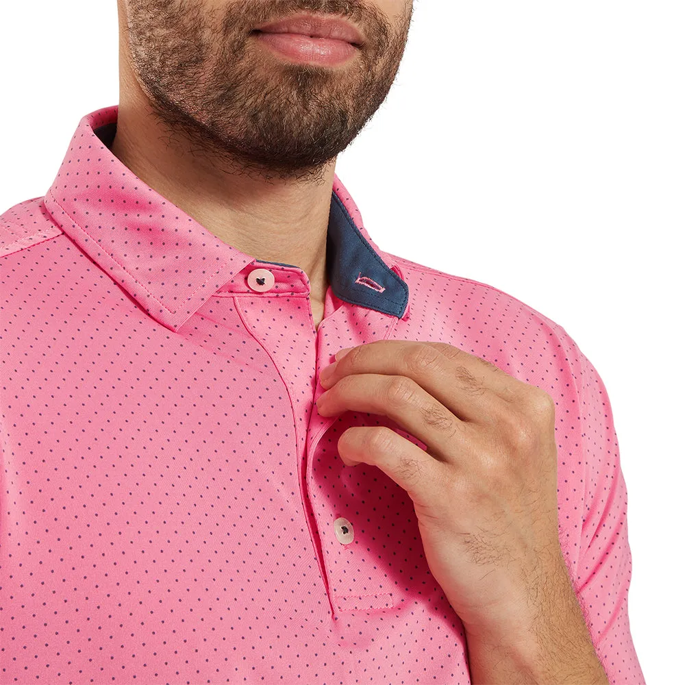 Footjoy Stretch Lisle Dot Print Polo Shirt - Pink Lemonade Halloween Sale Steal