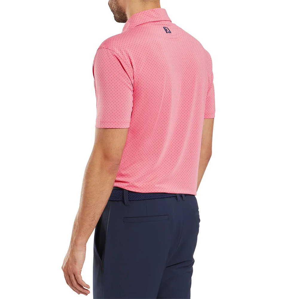 Stay in Motion Footjoy Stretch Lisle Dot Print Polo Shirt - Pink Lemonade
