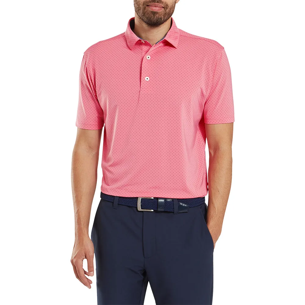 Footjoy Stretch Lisle Dot Print Polo Shirt - Pink Lemonade Define Your Own Way