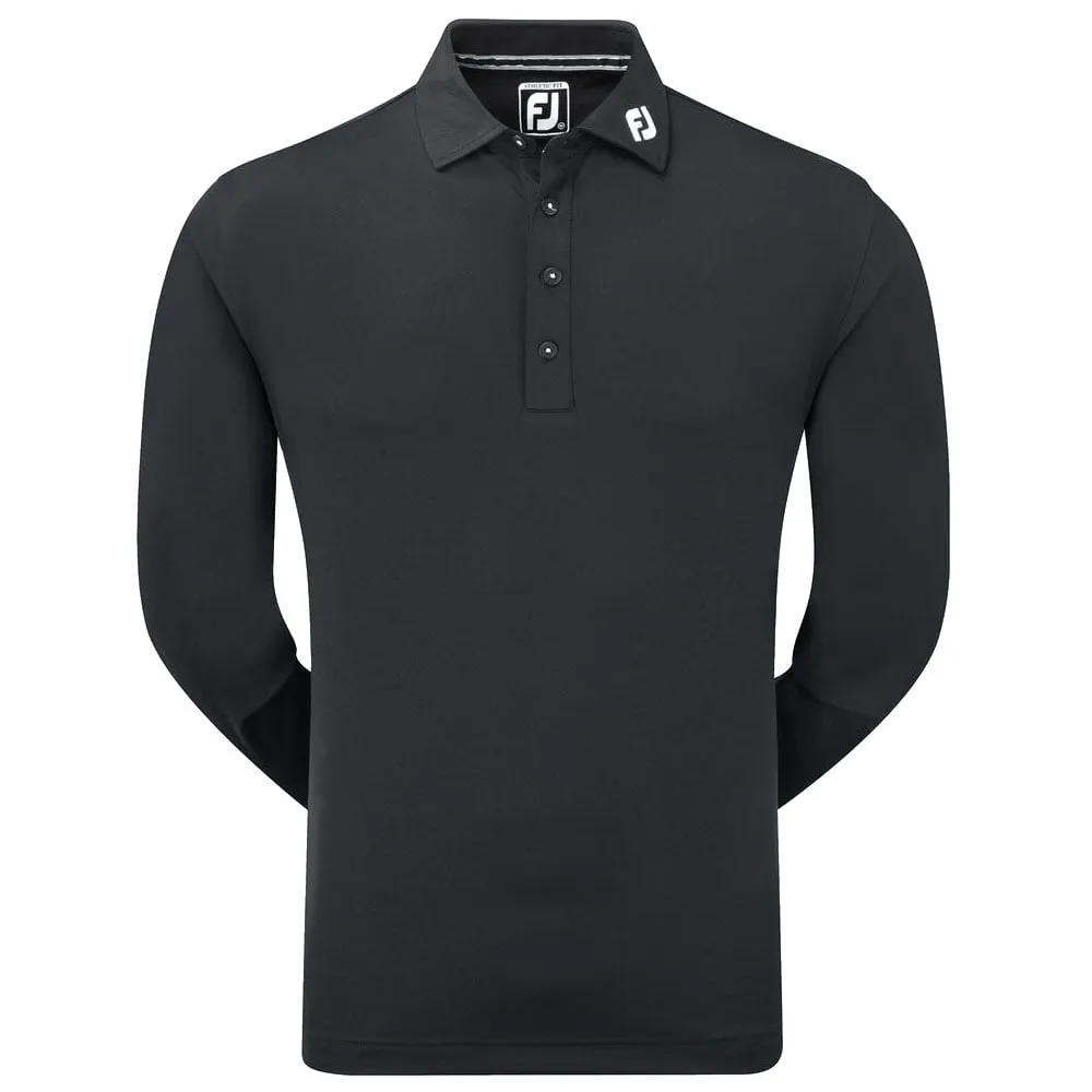 Feel the Energy Loud Looks, Smooth Moves Footjoy Thermolite Long Sleeve Smooth Pique Polo Shirt - Black