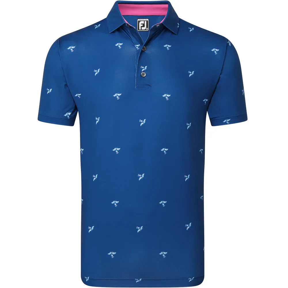 Walk Tall Footjoy Thistle Print Lisle Polo Shirt - Deep Blue