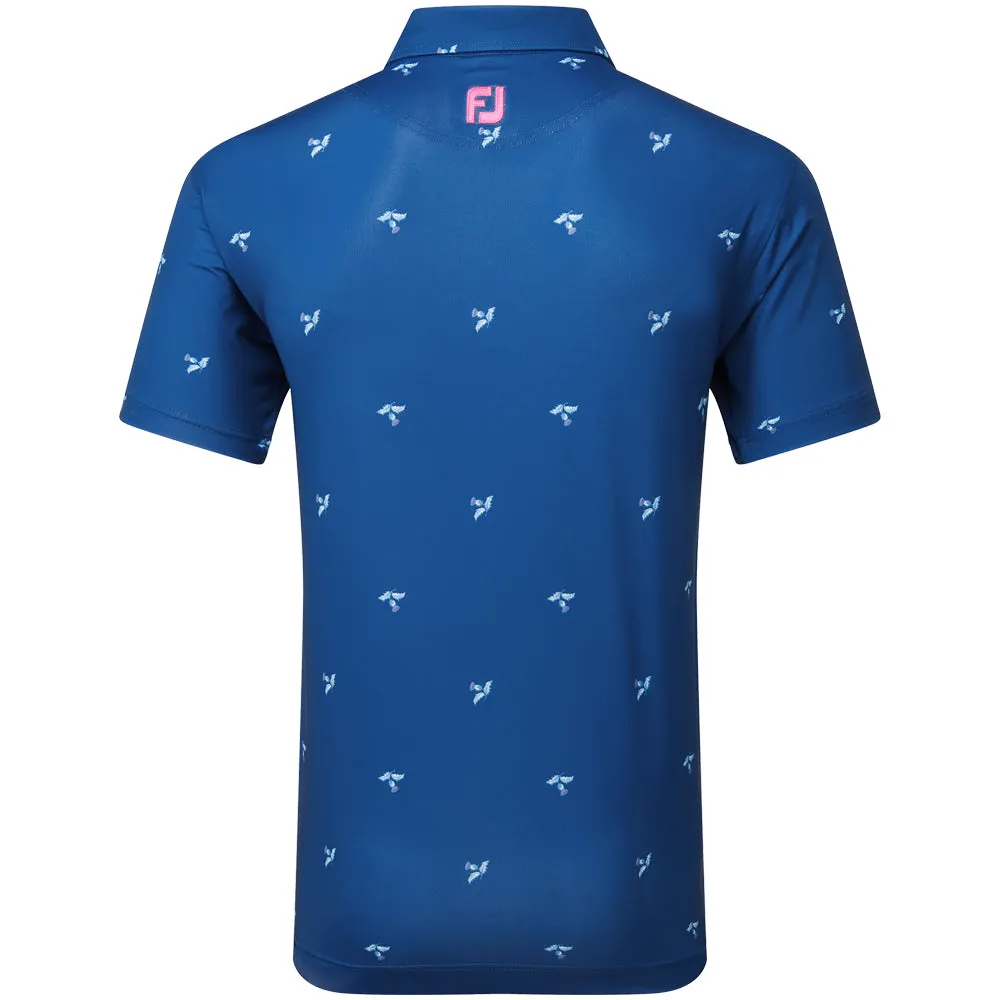 Back To School Sale Deal Of The Century Footjoy Thistle Print Lisle Polo Shirt - Deep Blue