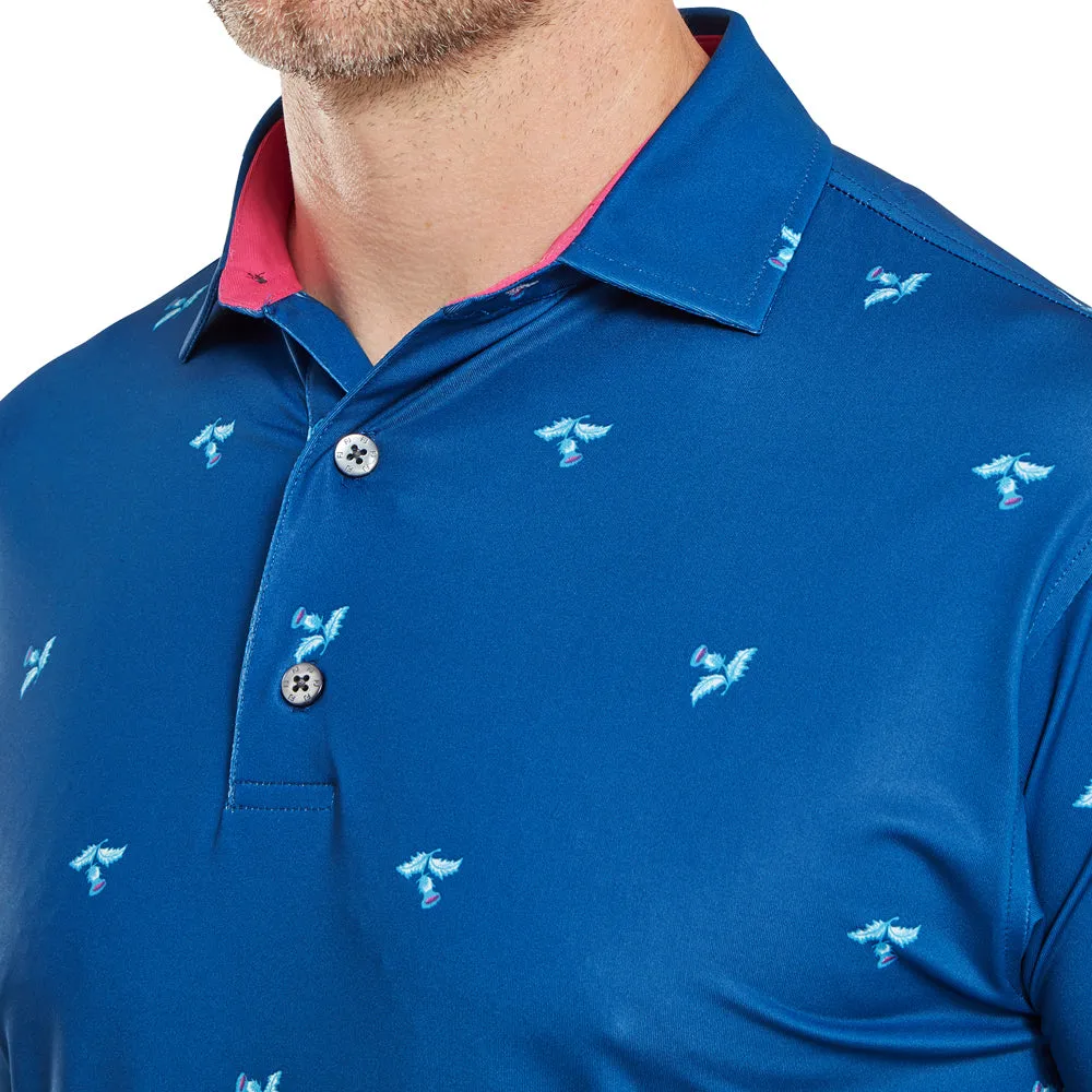 Never Just Walk Independence Day Sale Footjoy Thistle Print Lisle Polo Shirt - Deep Blue