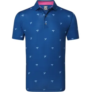 Walk Tall Footjoy Thistle Print Lisle Polo Shirt - Deep Blue