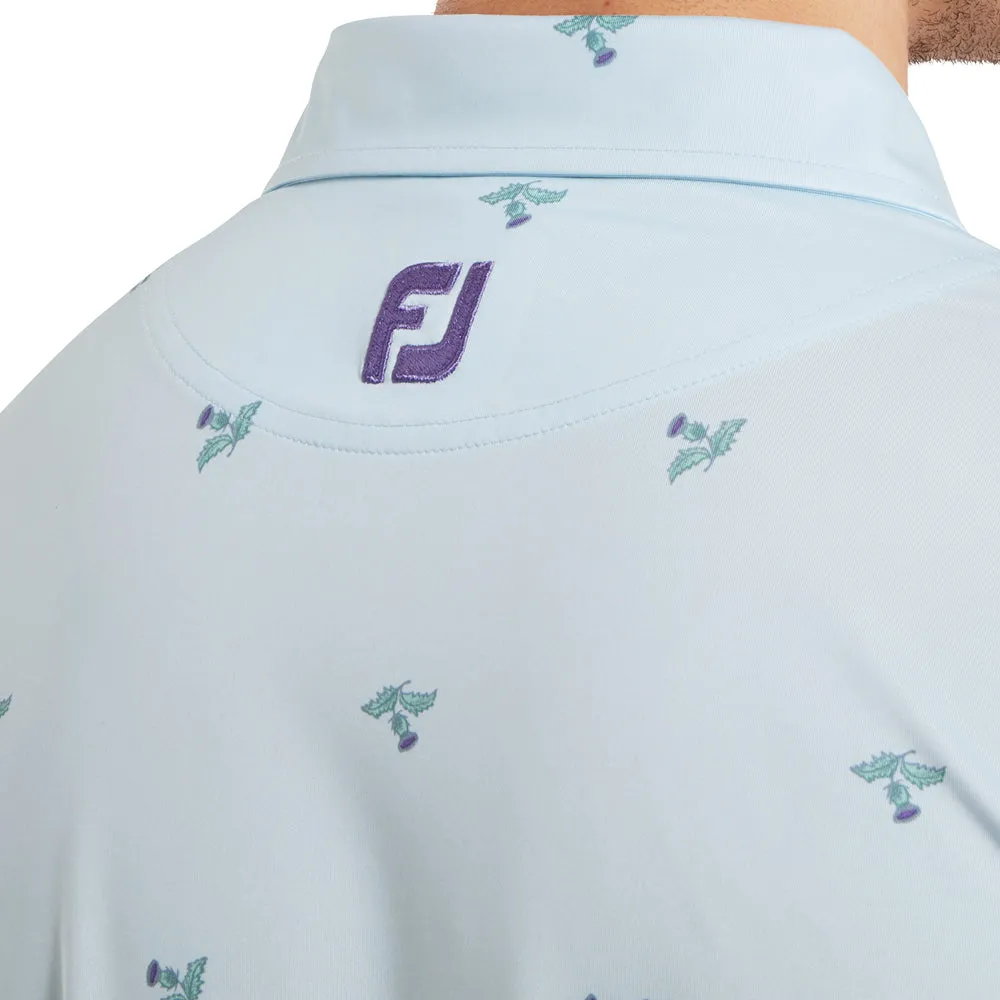 Thanksgiving Day Sale Loud Looks, Smooth Moves Footjoy Thistle Print Lisle Polo Shirt - Mist